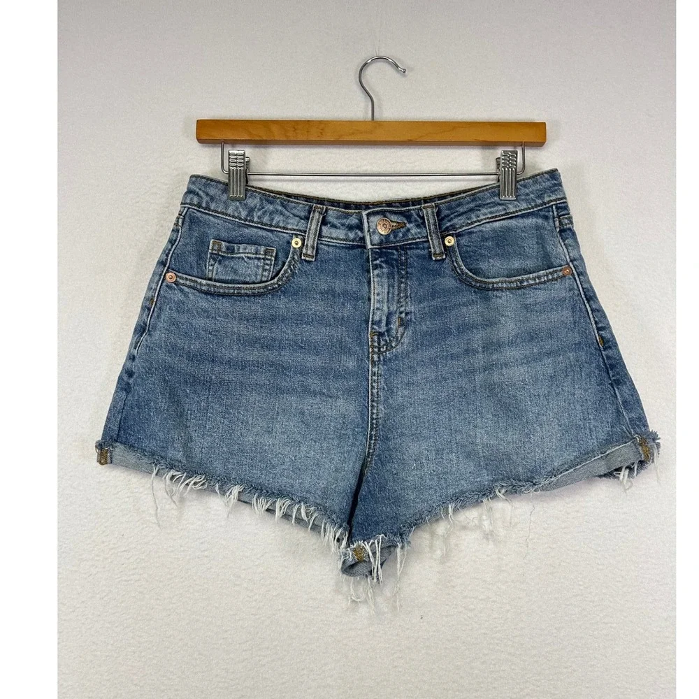 Boho Festival Wild Fable Women 8 Blue High Rise Rolled Cuff Raw Hem Denim Shorts
